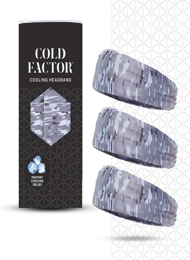 COLD FACTOR Cooling Headband for Women and Men - UPF 50+ Advanced Evaporative Comfort, Instant Cooling Sweatband for Outdoor Sports, Fitness, Yoga, Hiking, Running, and Workout - 3 Pack (Camo) - Image 1
